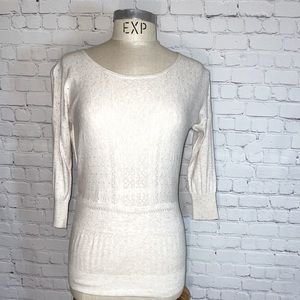 Moda International cream knit sweater size Small